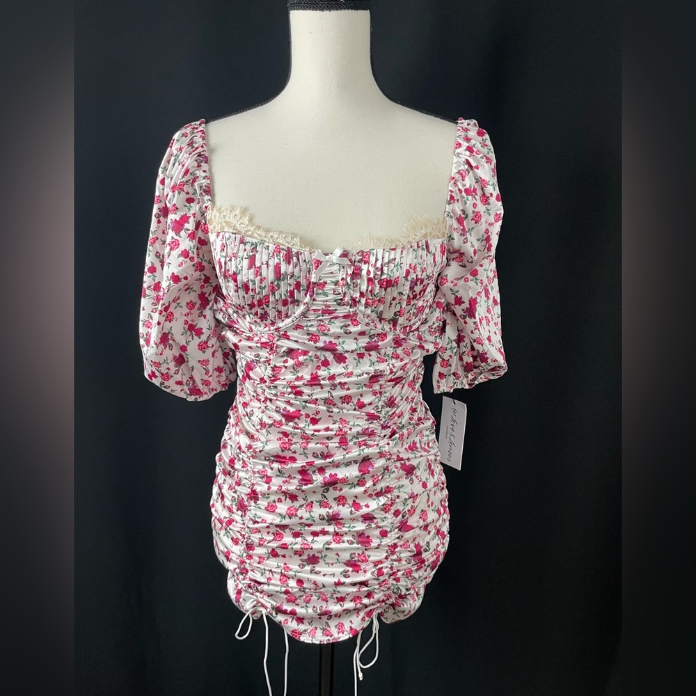 For Love And Lemons Pink Floral Mini Dress